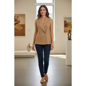 Dana Buchman Size 4 Beige  100% Silk Vest Button Front